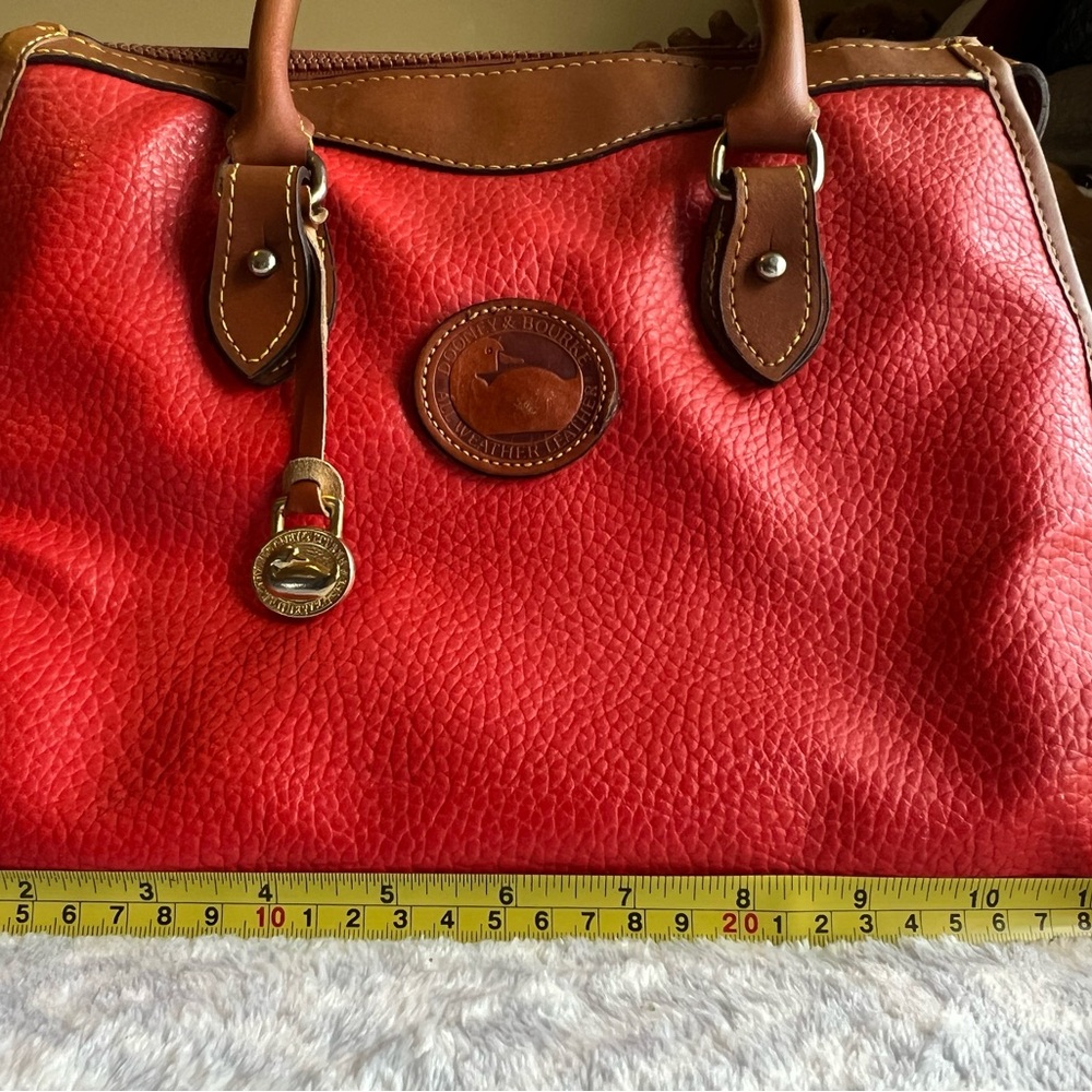Rare XL Dooney & Bourke Boston Red Leather Satchel in excellent condition